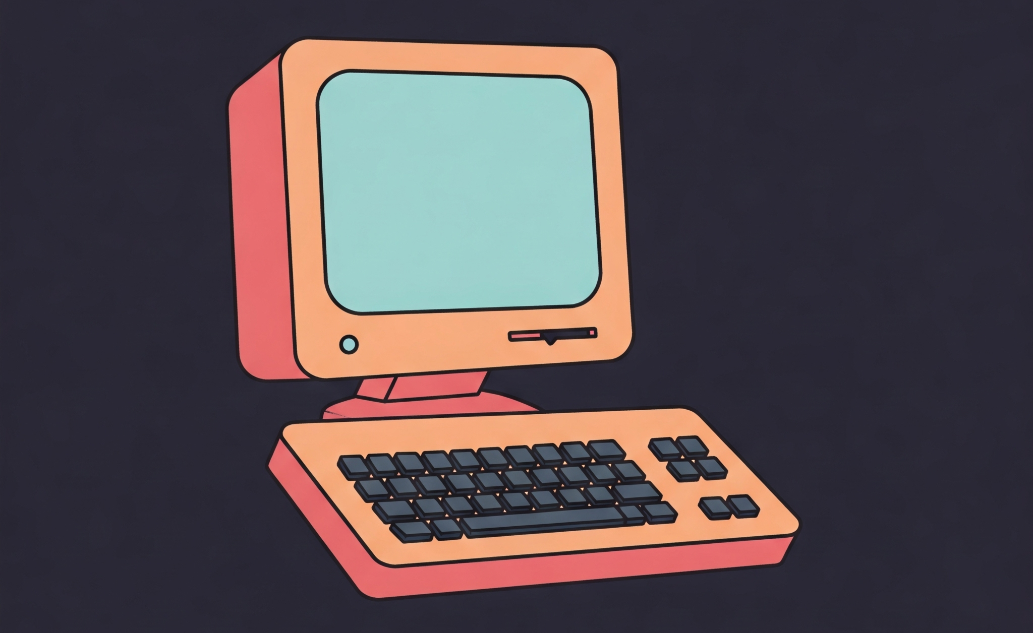 An illustration of a retro personal computer from the 1990s